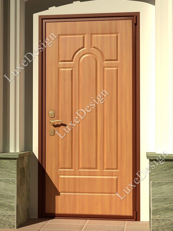 Утепленная уличная дверь с фрезерованным МДФ