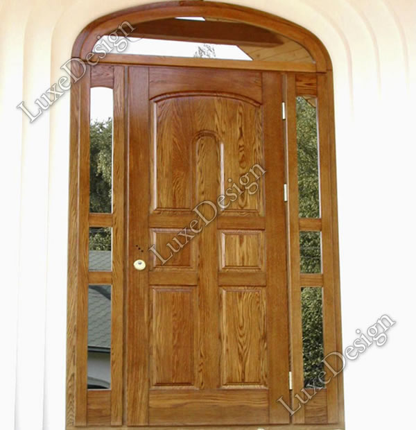 Арочная дверь с отделкой МДФ и стеклом